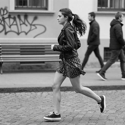 Dynamic Urban Running in Monochrome