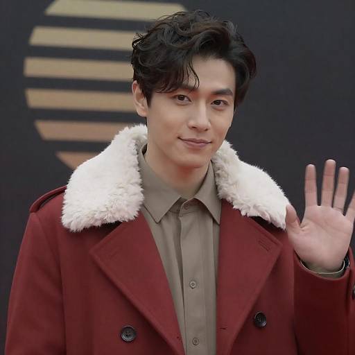 Charming Man in Red Coat Portrait