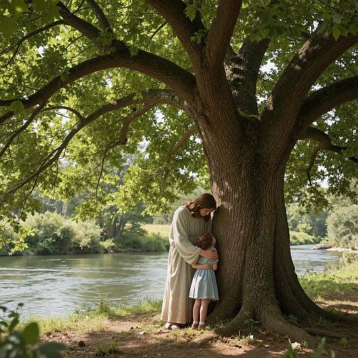 Gentle Giant Embracing Child