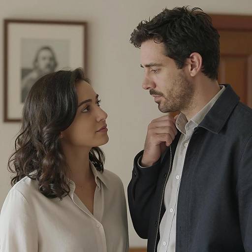 Intimate Indoor Conversation Between Couple