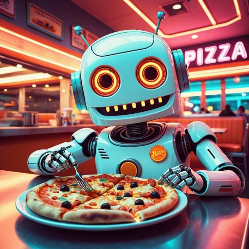 Whimsical Robot Dining at Neon Diner