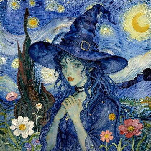 Cinematic Blue Witch in Gothic Fantasy