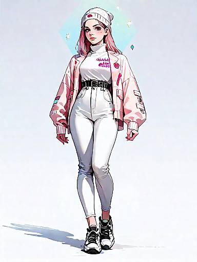 Stylish Young Woman in Pink Athleisure Outfit