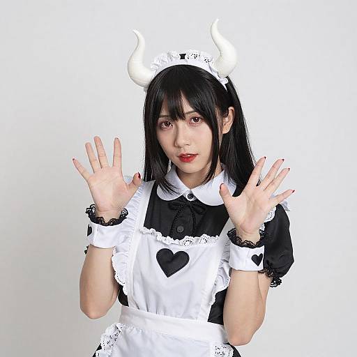 Asian Woman in Devil Maid Costume