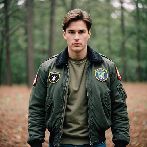 Man in Military-style Bomber Jacket Outdoors