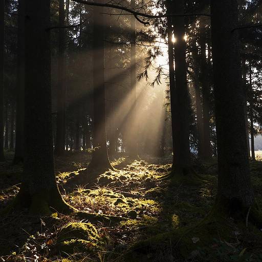 Sunrise in a Dense Forest