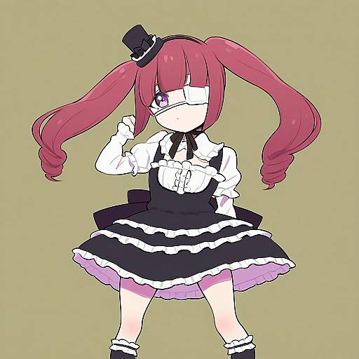 Illustration of Hanazono yurine, jashin-chan dropkick in the style of Ukokkei