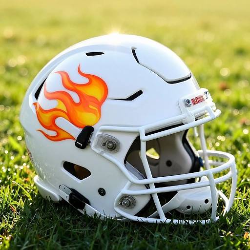 Glossy White Football Helmet with Flames