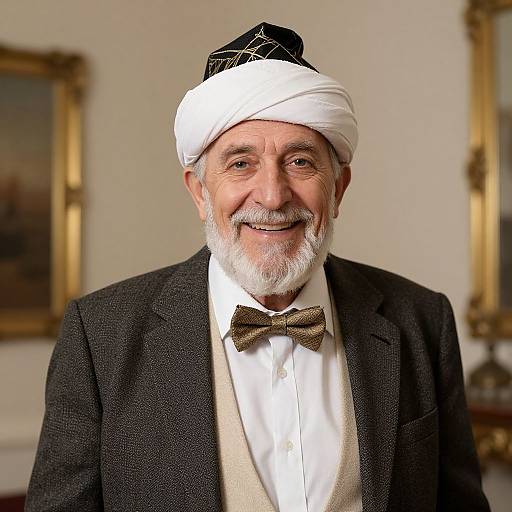 Smiling Old Man in Festive Costume