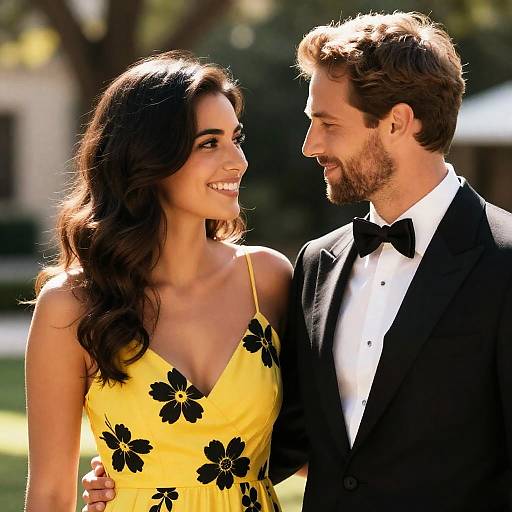 Happy Couple in Bright Outdoor Setting