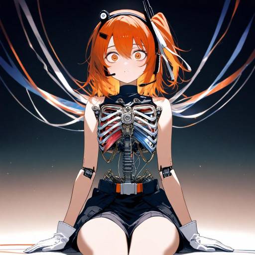 Horrified Cyborg Cowgirl with Headphones