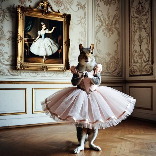Squirrel in Ballerina Tutu in Elegant Ballroom