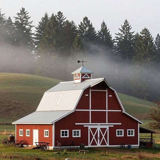 Charming Red Barn in Misty Hills
