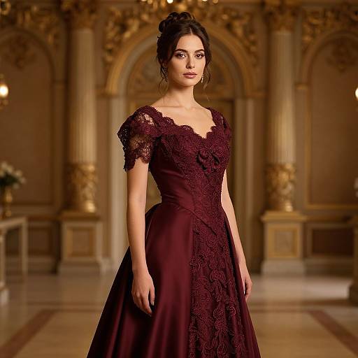Elegant Woman in Burgundy Gown