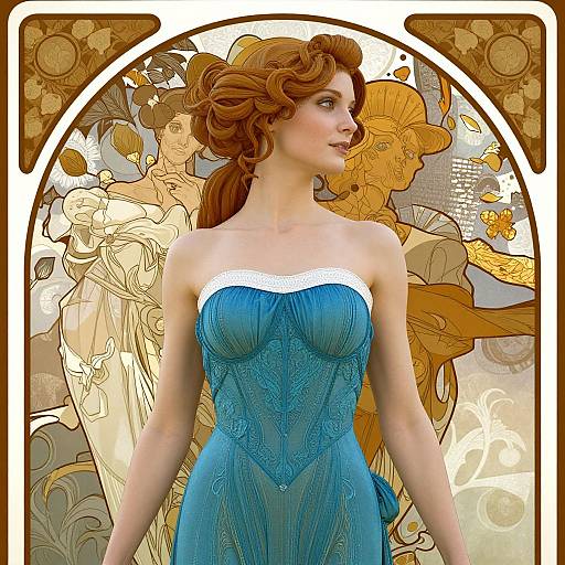 Elegant Alien in Blue Dress