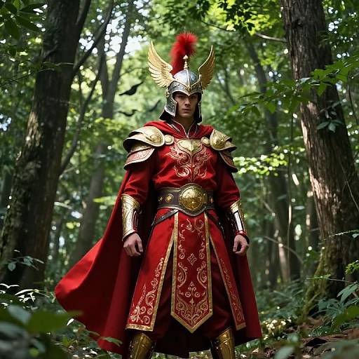 Majestic Warrior in Enchanted Forest