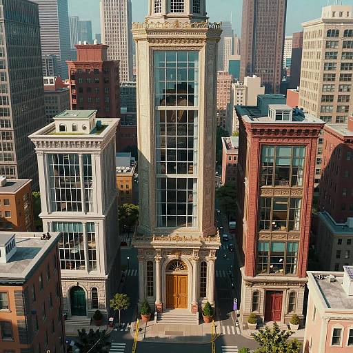 Surreal Cityscape with Exaggerated Proportions