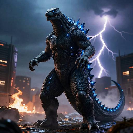 Cybernetic Godzilla in Burning City