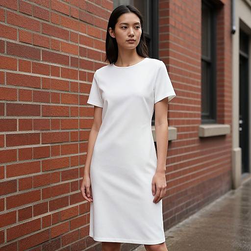 Elegant Woman in Urban Rainy Alley