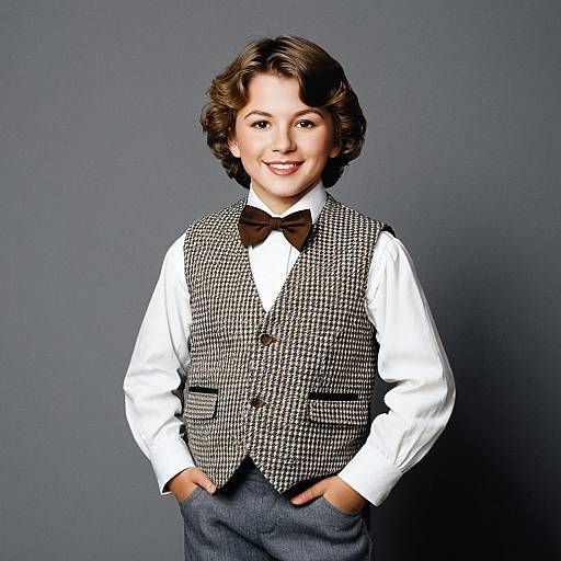 Young Boy in Formal Vest and Bowtie