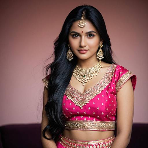 Elegant Indian Girl in Pink Lehenga
