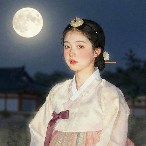 Serene Korean Moonlit Portrait
