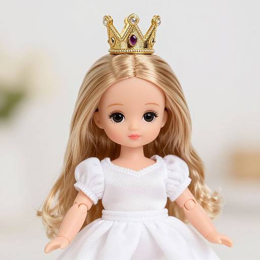 Doll in White Outfit with Gold Crown