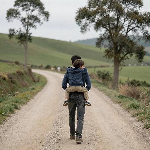 Father and Child on a Scenic Path