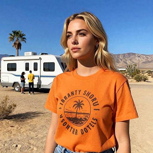 Blonde Woman in Desert Landscape Scene