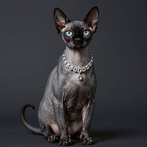 Sphynx Cat with Diamond Necklace