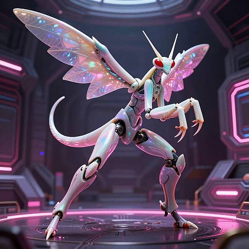 Iridescent Mantis Mech in Cyber Dome