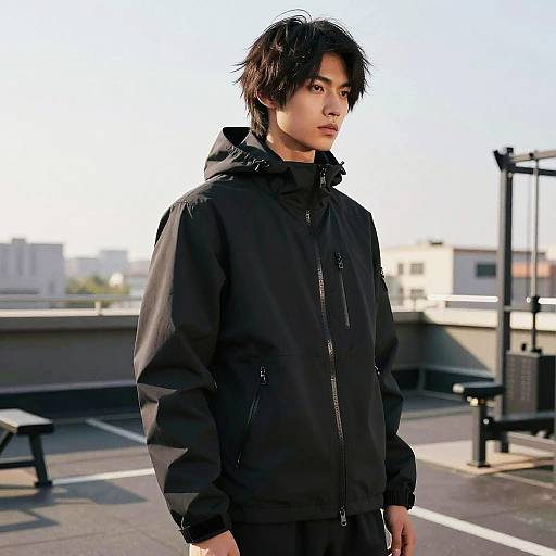 Wolf Cut Hairstyle on Rooftop Model