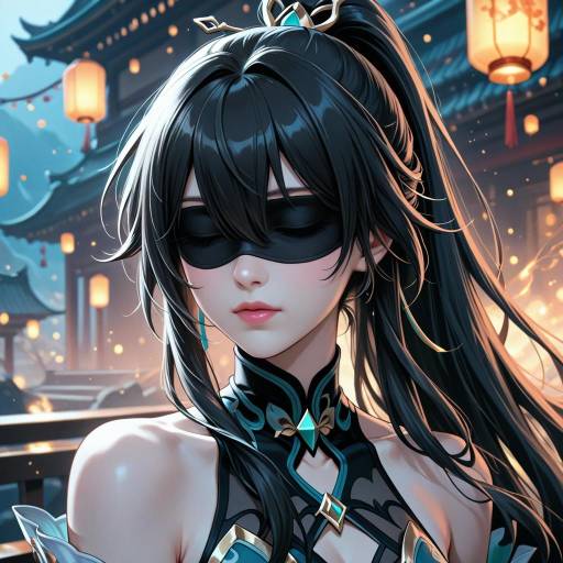Mysterious Girl with Blindfold and Gloves