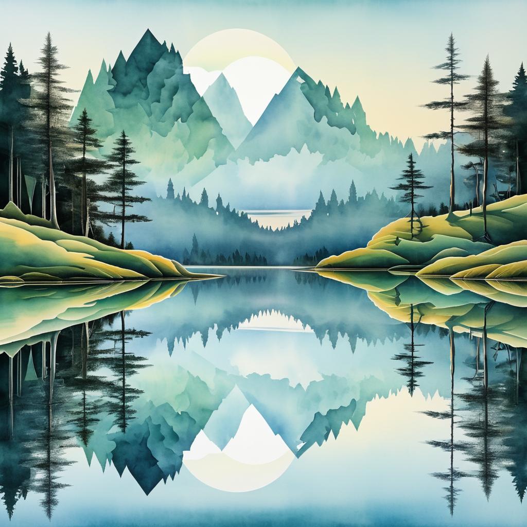 Serene Lake in Retro Friedrich Style