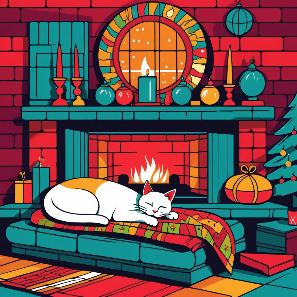 Cozy Christmas Cat T-Shirt Design