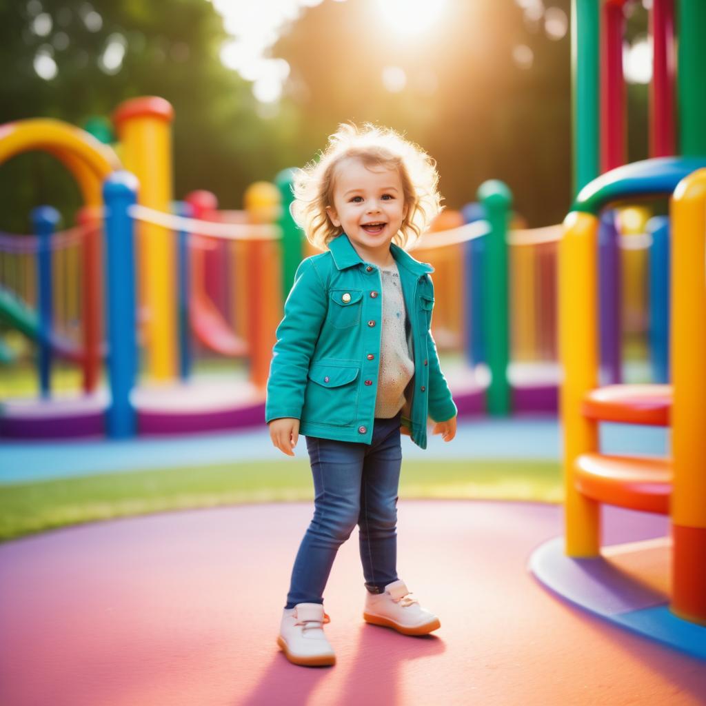 Joyful Child in Vibrant Playground Scene