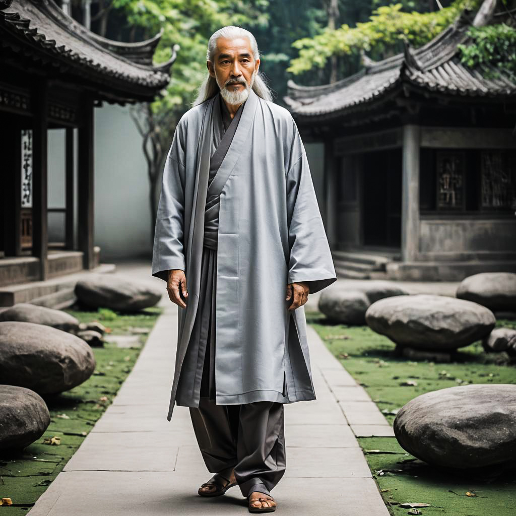 Serene Old Man in Monk Attire