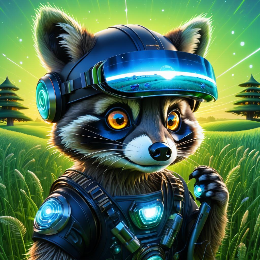 Curious Raccoon with High-Tech Visor