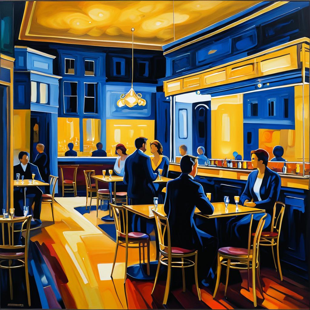 Somber Cafe Under the Night Sky