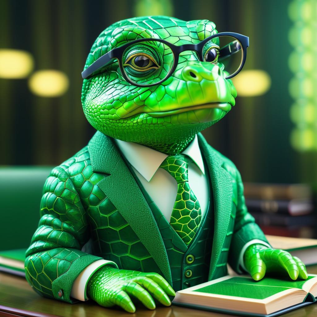 Scholarly Turtle in Stylish Attire