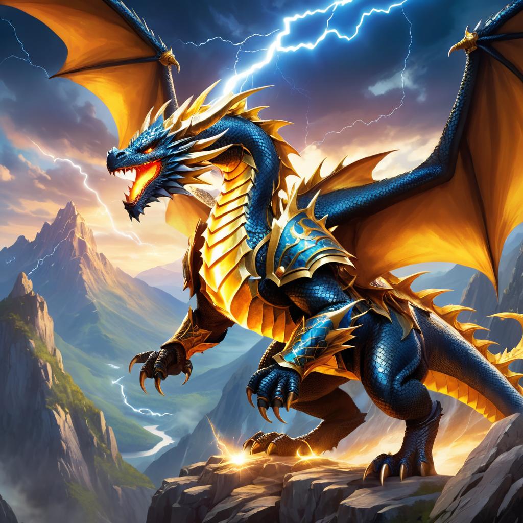 Majestic Dragon Lightning Over Mountains