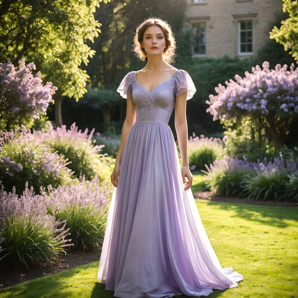 Graceful Woman in Lavender Gown