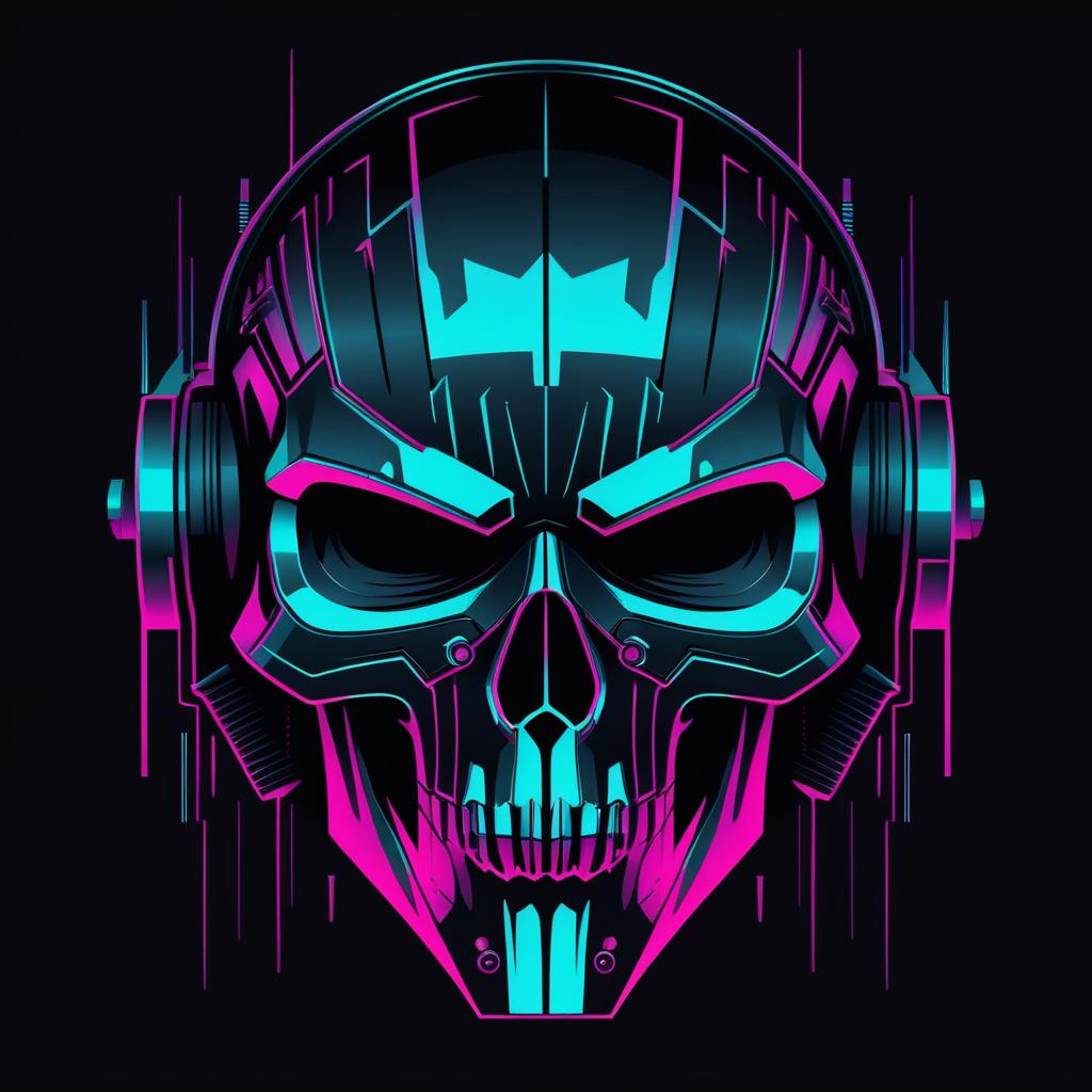 Bold Cyberpunk Skull Design Concept