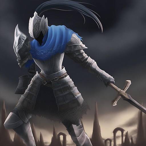 Illustration of Artorias the abysswalker, dark souls (series) in the style of Nase