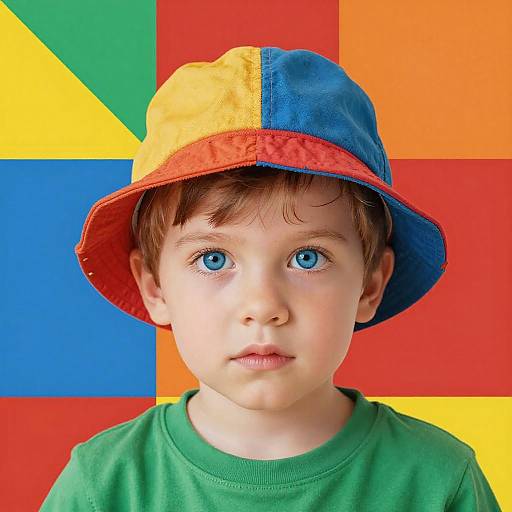 Vibrant Child Portrait with Geometric Background