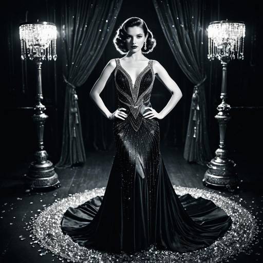 Vintage Glamour Woman in Silk Evening Gown