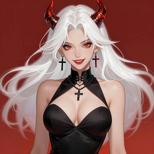 Elegant Demon Girl Digital Portrait