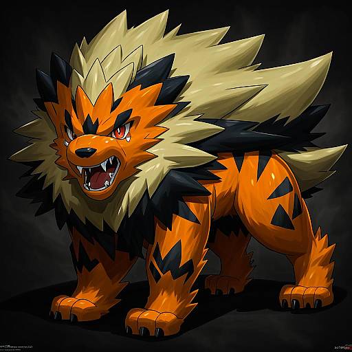 Illustration of Arcanine, pokemon in the style of Ray-k