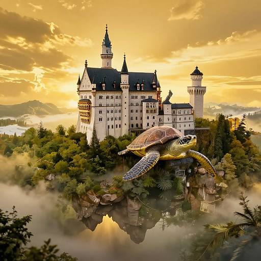 Majestic Castle on Floating Turtle Island