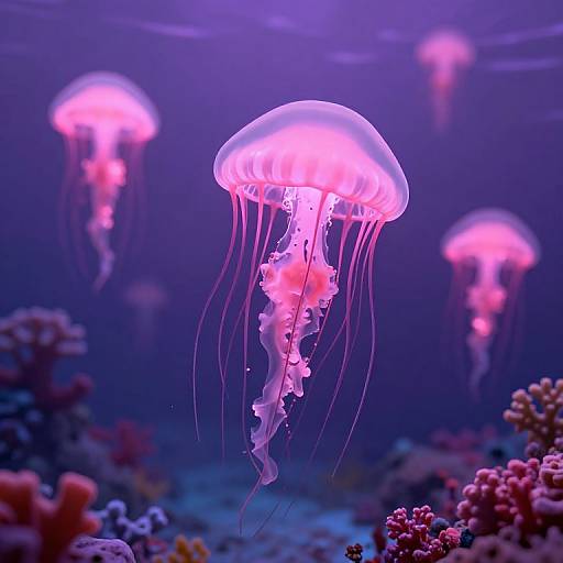 Surreal Bioluminescent Jellyfish Scene